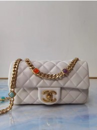 Chanel flap bag Lambskin Resin & Gold-Tone Metal AS2380 white HY8489sp14