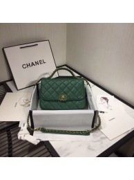 Chanel flap bag leather & Gold Metal AS0970 green HY2989Ea63