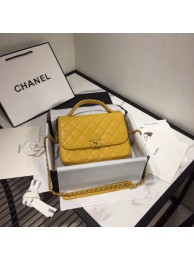 Chanel flap bag leather & Gold Metal AS0970 yellow HY21283pA42