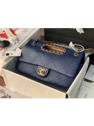 Chanel Flap Bag Original Sheepskin Leather AS1466 Navy Blue HY15581NP24