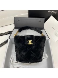 Chanel flap bag Shearling Lambskin & Gold-Tone Metal AS2241 black HY16769Zf62
