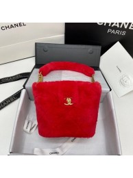 Chanel flap bag Shearling Lambskin & Gold-Tone Metal AS2241 red HY20969LG44