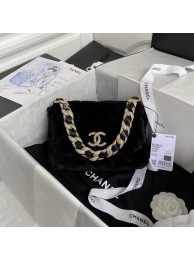 Chanel flap bag Shearling Lambskin Strass & Gold-Tone Metal AS2240 black HY2937su78