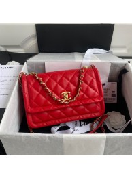 Chanel Flap Bag Sheepskin & Gold-Tone Metal AP1737 Red HY9968pA42