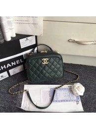 Chanel Flap Bag vanity case Calfskin & Gold-Tone Metal A57905 Blackish green HY18033Gm74