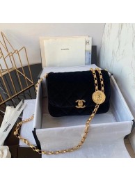Chanel flap bag velvet & Gold-Tone Metal AS2222 black HY10093ER88