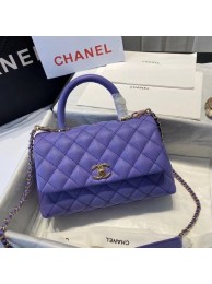 Chanel flap bag with top handle A92990 purple HY23214MB38