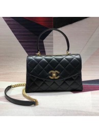 Chanel flap bag with top handle Lambskin & Gold-Tone Metal AS1174 black HY12242XW58