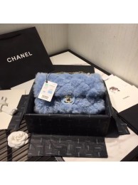 Chanel flap bag Wool sheepskin &Gold-Tone Metal AS1063 light blue HY1721JD63