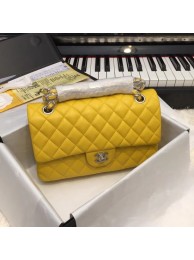Chanel Flap Original Sheepskin Leather CF1112 Yellow silver chain HY17su78