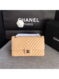 Chanel Flap Shoulder Bag Apricot Original Sheepskin Leather CF1112V Silver HY25322nE34