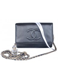 Chanel Flap Shoulder Bag Black Calfskin Leather CHA33817 Gold HY12740lu18