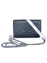 Chanel Flap Shoulder Bag Black Calfskin Leather CHA33817 Silver HY24813Pf97
