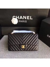 Chanel Flap Shoulder Bag Black Original Sheepskin Leather CF1112V Gold HY17803ta99