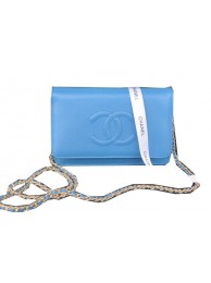 Chanel Flap Shoulder Bag Blue Calfskin Leather CHA33817 Gold HY11594tg76