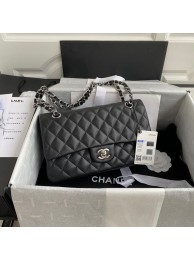 Chanel Flap Shoulder Bag Grained Calfskin A01112 silver-Tone Metal black HY7537Yf79