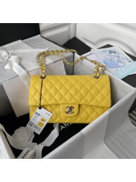 Chanel Flap Shoulder Bag Grained Calfskin A01112 silver-Tone Metal yellow HY6168Bw85