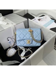 Chanel Flap Shoulder Bag Grained Calfskin AS2855 sky blue HY4407Ym74