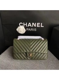 Chanel Flap Shoulder Bag Green Original Sheepskin Leather CF1112V Gold HY12108fo19