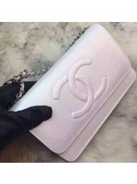 Chanel Flap Shoulder Bag Litchi Leather A66535 White HY21907Zw99