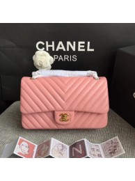 Chanel Flap Shoulder Bag Original sheepskin Leather 1112V Cherry Pink gold chain HY24417yj81