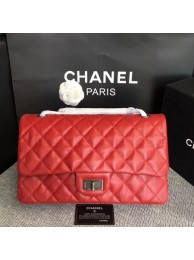 Chanel Flap Shoulder Bag Red Original Calfskin Leather 277 Silver HY14131JD63