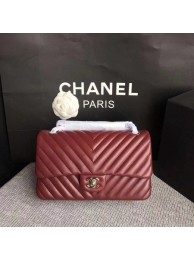 Chanel Flap Shoulder Bag Wine Original Sheepskin Leather CF1112V Silver HY8027UF26