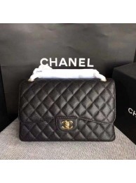 Chanel Flap Shoulder Bags Black Original Calfskin Leather CF1113 Gold HY10123Xw85