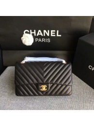 Chanel Flap Shoulder Bags Black Original Sheepskin CF1112 Gold HY3928cP15
