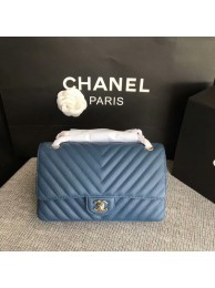 Chanel Flap Shoulder Bags Blue Original Calfskin Leather CF1112 Silver HY18185fw56