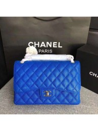 Chanel Flap Shoulder Bags Blue Original Calfskin Leather CF1113 Silver HY20685hT91