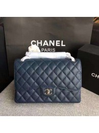 Chanel Flap Shoulder Bags Dark Blue Original Calfskin Leather CF1113 Silver HY16896qM91