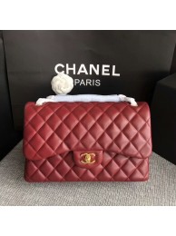 Chanel Flap Shoulder Bags Dark Red Original Lambskin Leather CF1113 Glod HY21263AM45