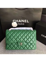 Chanel Flap Shoulder Bags Green Original Lambskin Leather CF1113 Silver HY18143uU16