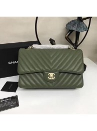 Chanel Flap Shoulder Bags Green Sheepskin Leather A1112 Glod HY9021JD63