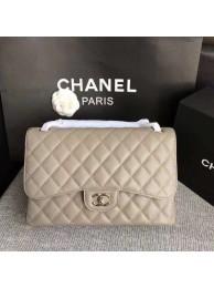 Chanel Flap Shoulder Bags Grey Original Calfskin Leather CF1113 Silver HY3653tQ92