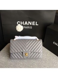 Chanel Flap Shoulder Bags Grey Original Sheepskin CF1112 Gold HY19007Ym74