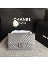 Chanel Flap Shoulder Bags Grey Original Sheepskin CF1112 Silver HY1062gN72