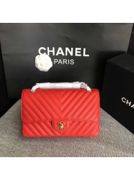 Chanel Flap Shoulder Bags Red Original Calfskin Leather CF1112 Gold HY4817aM39