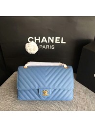 Chanel Flap Shoulder Bags Skyblue Original Calfskin Leather CF1112 Gold HY19996tL32