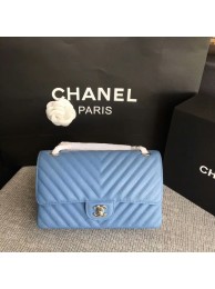 Chanel Flap Shoulder Bags Skyblue Original Calfskin Leather CF1112 Silver HY23094Is79