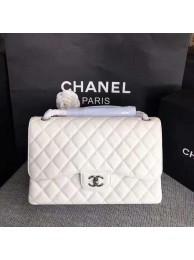 Chanel Flap Shoulder Bags White Original Calfskin Leather CF1113 Silver HY11475Kn56