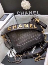 Chanel Gabrielle Hobo Original Crocodile Leather Bag A93824 Black HY2113Ty85