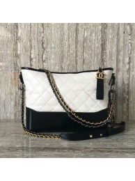 Chanel Gabrielly Calf Leather Shoulder Bag 93824 Black&White HY9704Kf26