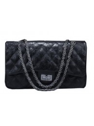 Chanel Glazed Crackled Leather Classic Flap Bag A30225 Black HY16216ea89