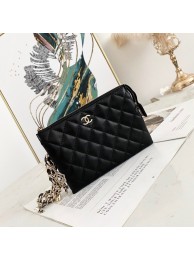 Chanel Grained Calfskin Clutch Bag 81050 black HY20839Hn31