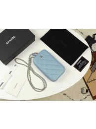Chanel Grained Calfskin & Gold-Tone Metal A70655 sky blue HY18902dX32