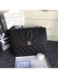 Chanel Grained Calfskin & Silver-Tone Metal A91869 Black HY16391uT54