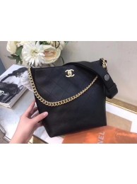 Chanel Hobo Handbag Calfskin Grosgrain & Gold Tone Metal A57576 black HY2350Kn56