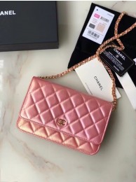 Chanel Iridescent Calfskin Chain Wallet 33814 pink HY20695ki86